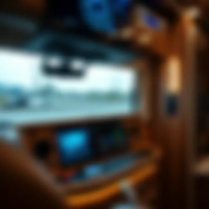 Advanced Control Panel of the Newmar Dutch Star 4081 Detailed image of the advanced control panel and entertainment system in the motorhome