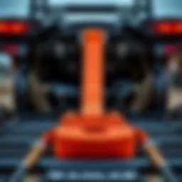 Heavy-duty UTV tie down strap in action