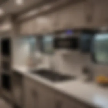 Detailed view of kitchen features and amenities in the RV