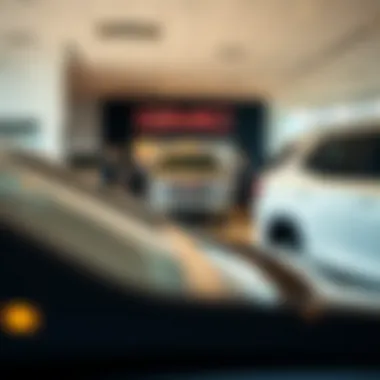 Showroom interior filled with GMC vehicles and customer interaction