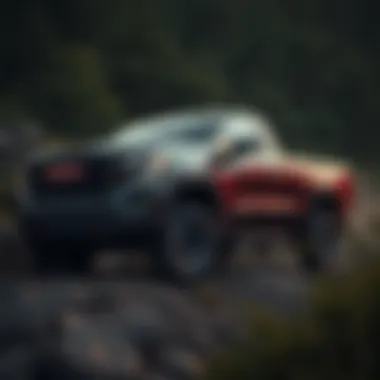 Performance features of the 2022 GMC Sierra Regular Cab in action on a rough terrain.