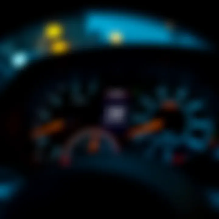 Close-up of cruiser dashboard displaying mileage metrics