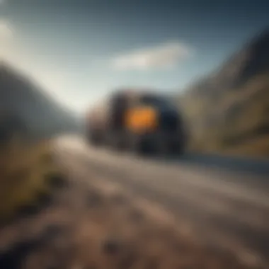Electric Truck Towing Performance Electric truck towing a heavy load up a hill