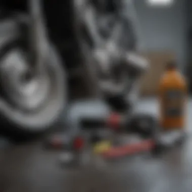 Detailed view of motorcycle oil change tools, emphasizing their necessity.