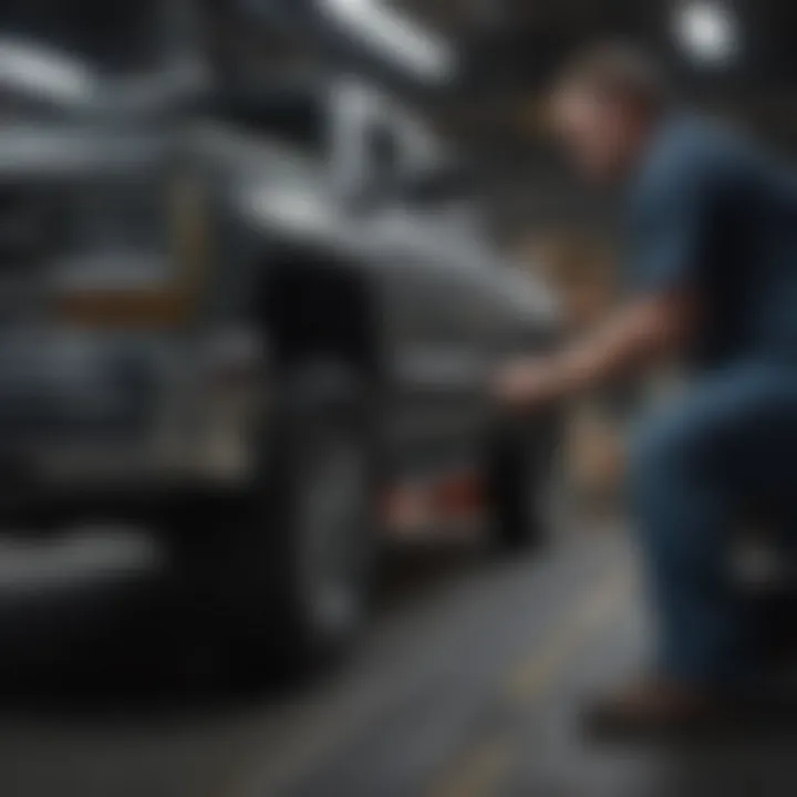 Mechanic performing maintenance on a Chevy truck