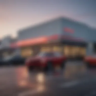 Exterior view of a Dodge dealership in Odessa showcasing various models