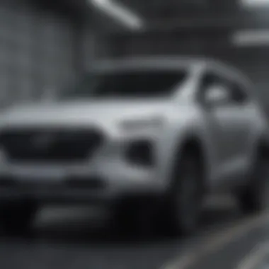 Advanced Safety Technology in the Hyundai Santa Fe Close-up of the advanced safety technology in the Hyundai Santa Fe