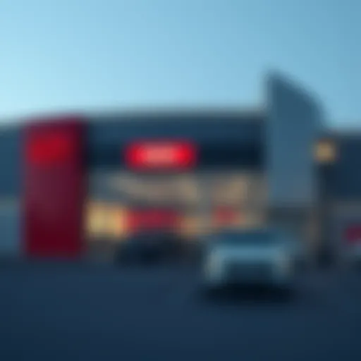 Exterior view of a modern Kia dealership in Frankfort