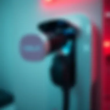 Close-up view of Tesla charging technology