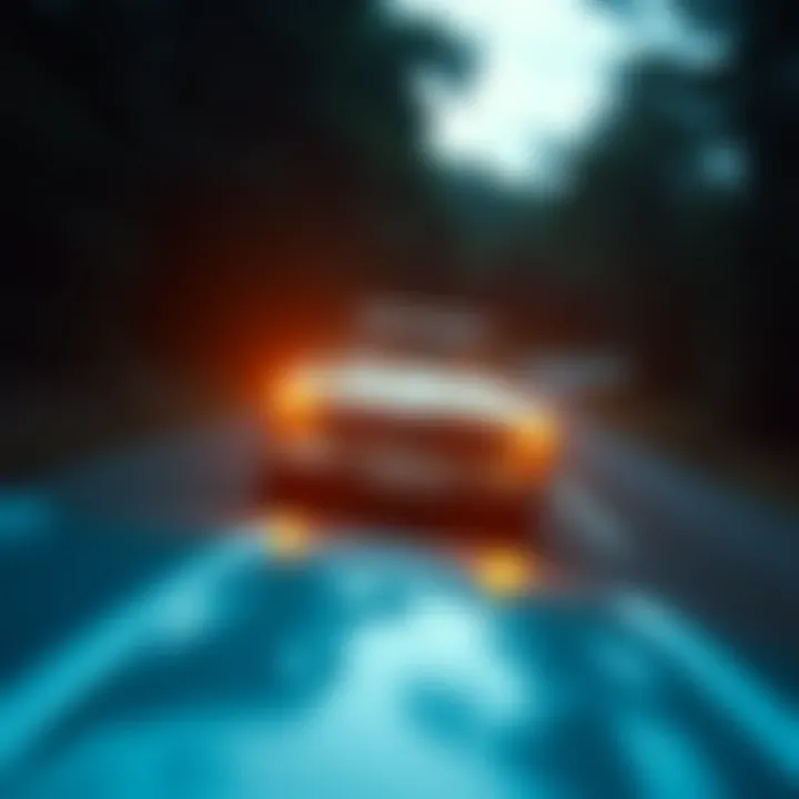 The 1968 Mercedes 280SL on the road emphasizing its driving dynamics