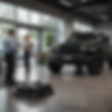 Customer service area within the Jeep dealership, showcasing attentive staff