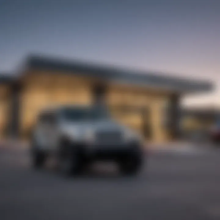 Exterior view of a modern Jeep dealership in Lodi, California