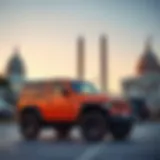 Jeep Wrangler parked in front of iconic Washington D.C. landmarks