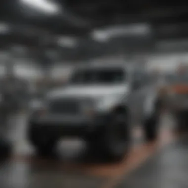 Jeep Service and Maintenance Service bay with Jeep vehicles being repaired