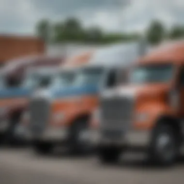 A selection of used trucks available for sale in a dealership lot in Jackson, Mississippi.