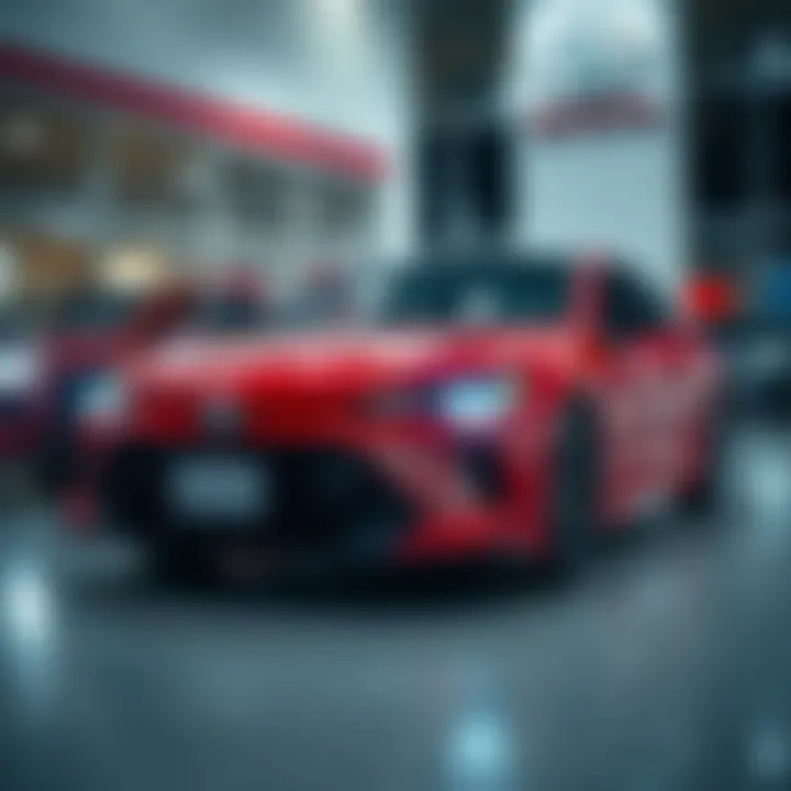Showcasing Performance and Style A sleek Toyota vehicle showcased at a dealership