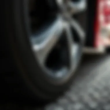 Inspecting Tread Depth for Optimal Performance Close-up of a Honda Civic tire showing tread depth