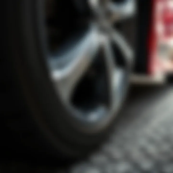 Inspecting Tread Depth for Optimal Performance Close-up of a Honda Civic tire showing tread depth