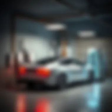 Schematic layout of garage with electric car charging station