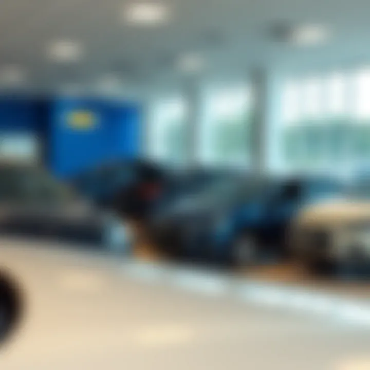 Interior showroom of John Miles Chevrolet displaying various car models available for purchase.