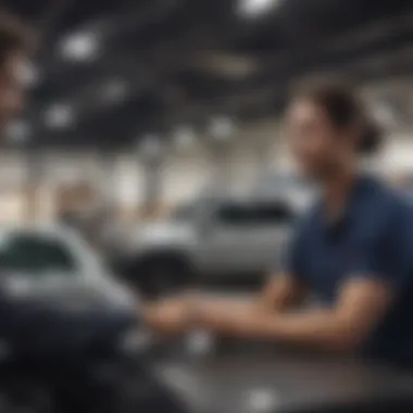 Customer interacting with a sales representative at the dealership