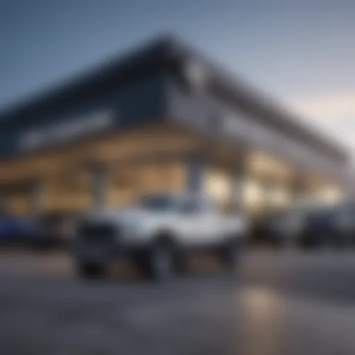 Exterior view of a Kerrville Ram dealership showcasing vehicle lineup