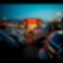 A vibrant marketplace showcasing a variety of used cars and trucks in Kazakhstan