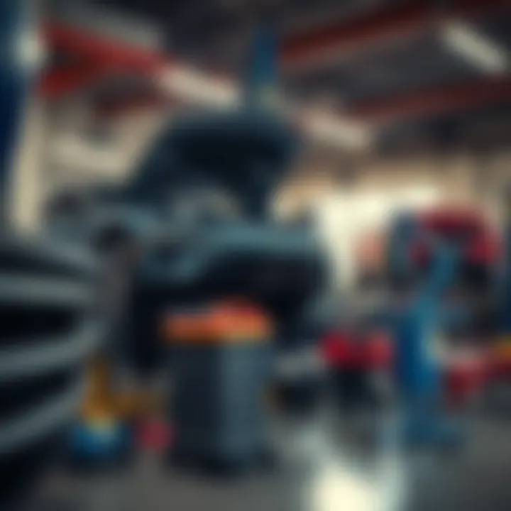 A dealership service bay with tools and equipment ready for repairs