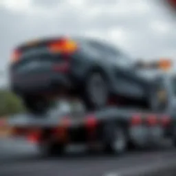 A sleek vehicle being loaded onto a tow truck