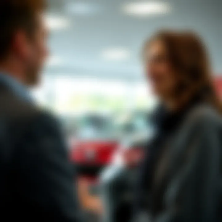 A customer interacting with a sales representative at Northway Toyota