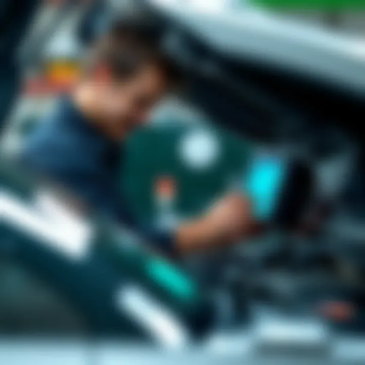 Advanced Diagnostics in Action Technician working on a vehicle with advanced diagnostic tools.