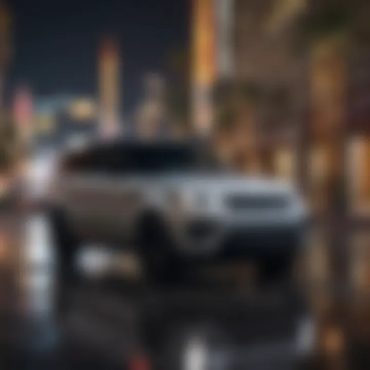 Range Rover Sport navigating the vibrant streets of Las Vegas