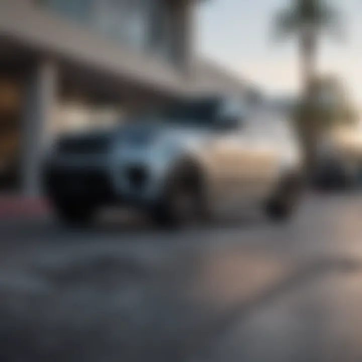 Range Rover Sport parked in front of a luxury dealer in Las Vegas