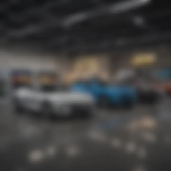 Showroom interior displaying a variety of Chevrolet vehicles available for sale.