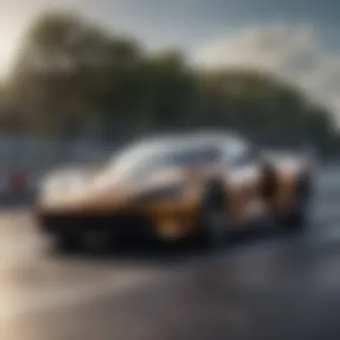 High Performance on Track A sleek, high-performance sports car on a racetrack
