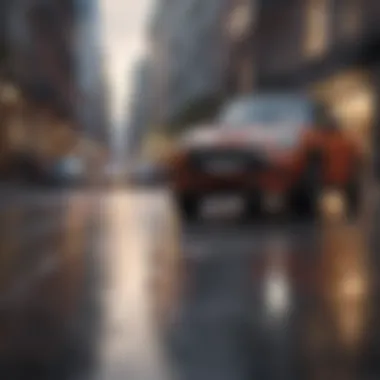 Agility in Urban Navigation A stylish mini vehicle maneuvering through tight city streets, demonstrating its agility