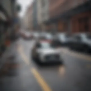 Urban Compactness of Mini Vehicles A compact mini vehicle parked in a bustling urban environment, showcasing its size advantage