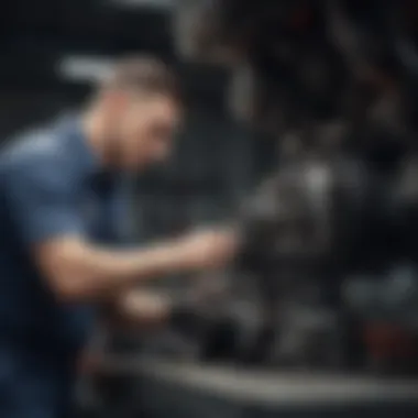 Mechanic performing a tune-up on an engine