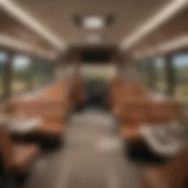 Interior layout of the Tiffin Allegro Bus 45MP featuring spacious living and dining areas.