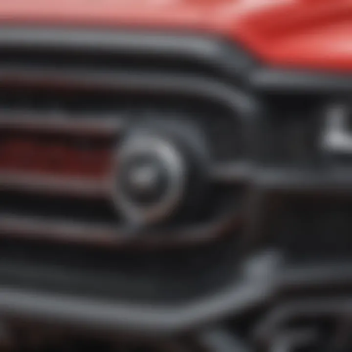 Close-up of the Ram Rebel's distinctive grille and branding