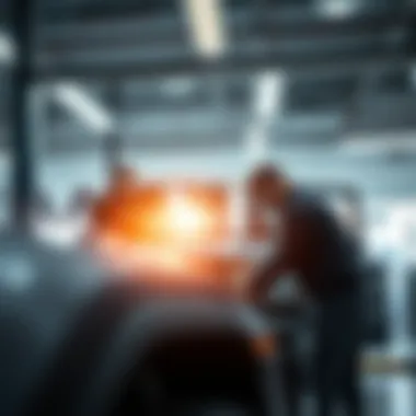 Expert Technicians in Action Service bay with technicians working on a Jeep