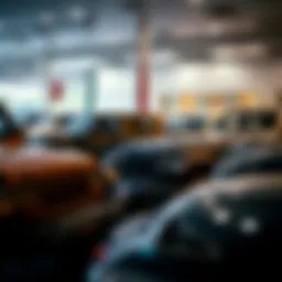 Showroom showcasing a range of Jeep models